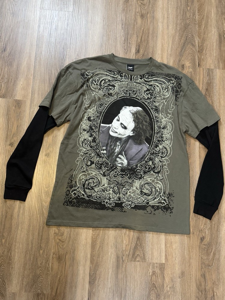 Vintage 2008 The Dark Knight The Joker Shirt Black Heath Ledger Movie Sz XL