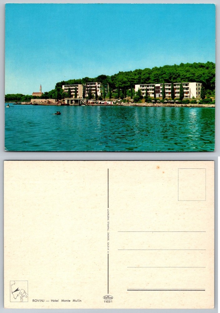 Rovinj Croatia Hotel Monte Mulin Vintage Postcard Adriatic Sea View