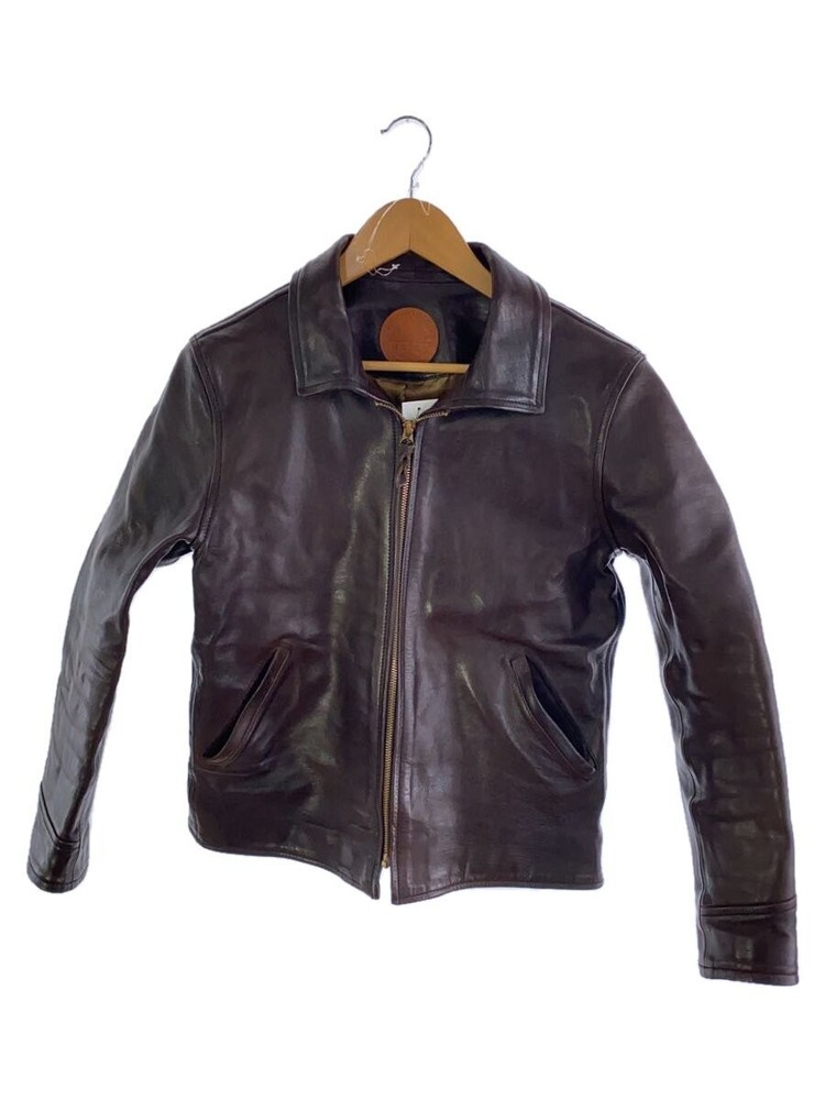 Men's Brown Leather Motorcycle Jacket Blouson Style Size S