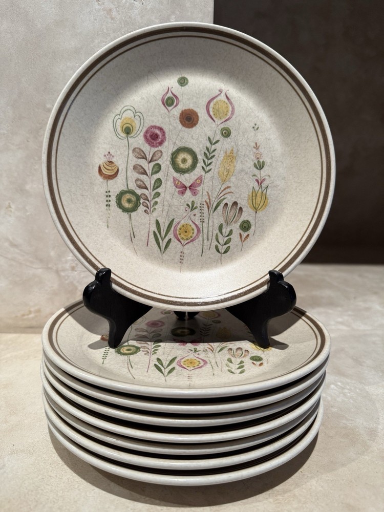 8 Lenox Temper-Ware “Sprite” Floral Salad Plates – Oven & Dishwasher Safe – Set