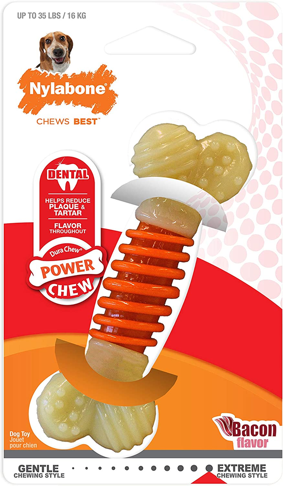 PRO Action Dental Power Chew Durable Dog Toy Bacon Medium/Wolf (1 Count)