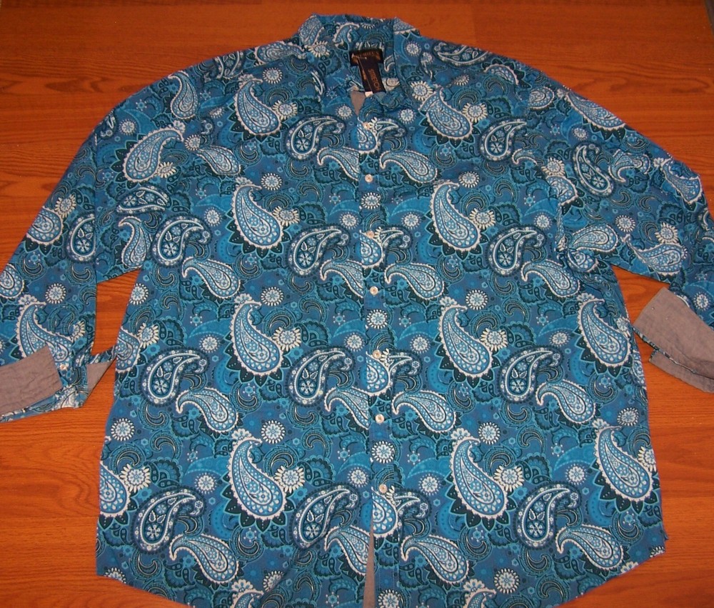 Size 3XB Mens Cremieux Premium Denim Button-Down Long Sleeve Shirt