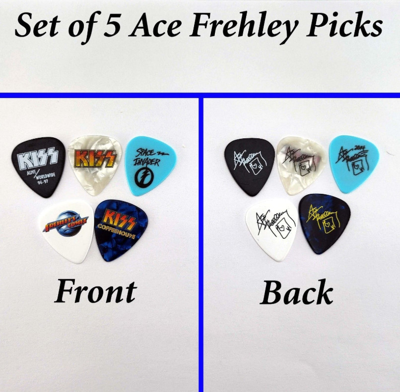 Set of 5 Ace Frehley KISS Guitar Picks concert Signature Picks – FREE SHIPPING