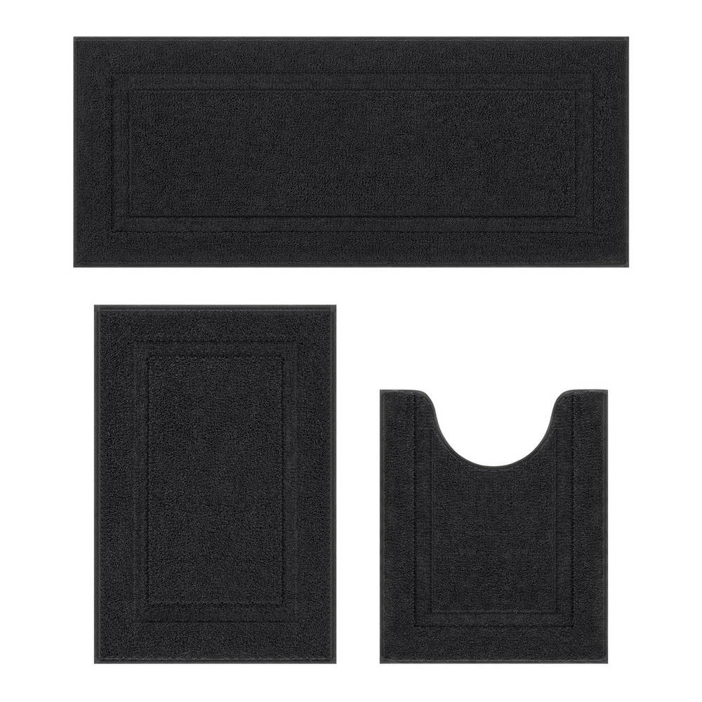 Soft Fluffy Bathroom Rug Set of 3 Non-Slip U-Shaped Toilet Mats