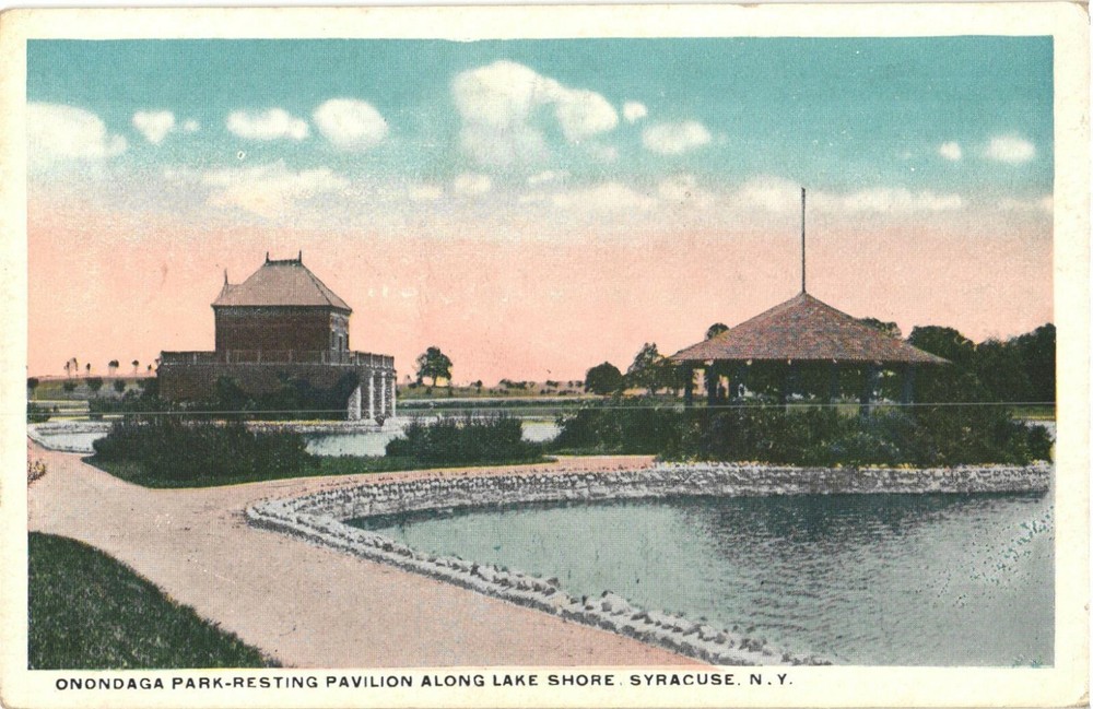 Onondaga Park-Resting Pavilion Along Lake Shore, Syracuse, New York Postcard