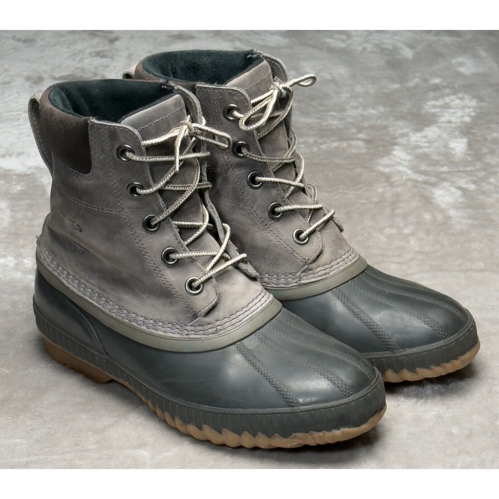 Sorel Cheyanne II Gray Leather Waterproof Duck Boots for Men Size 9 NM2575-052