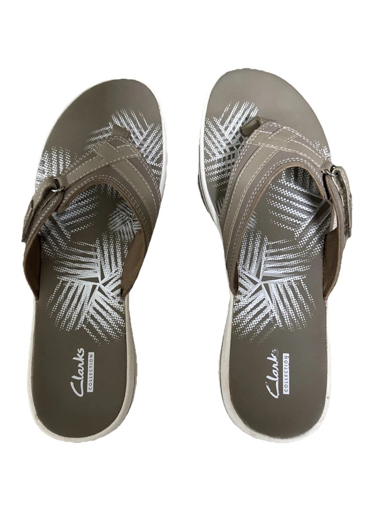 Clarks Collection Sandals Women Sz 9 Tan /Taupe Breeze Sea Comfort Lightweight