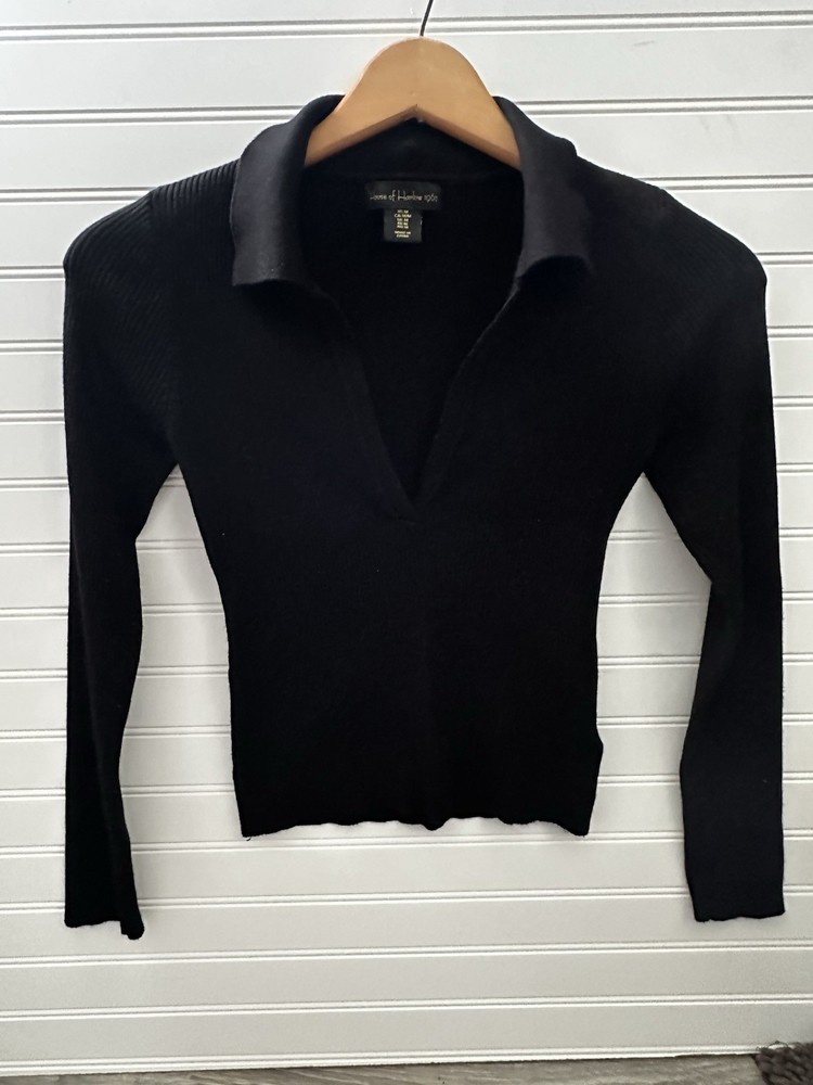 House of Harlow 1960 Women's Medium Black Ribbed Long Sleeve