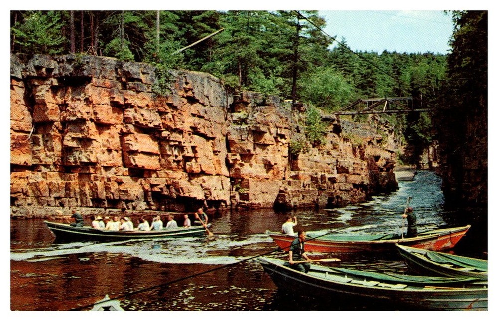 1950s Sightseeing Boats at Ausable Chasm Scenic Wonder New York Vintage Postcard