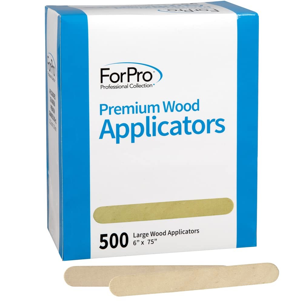 Premium Wood Applicators, Non-Sterile, Hair Removal Waxing Sticks, Large, 6