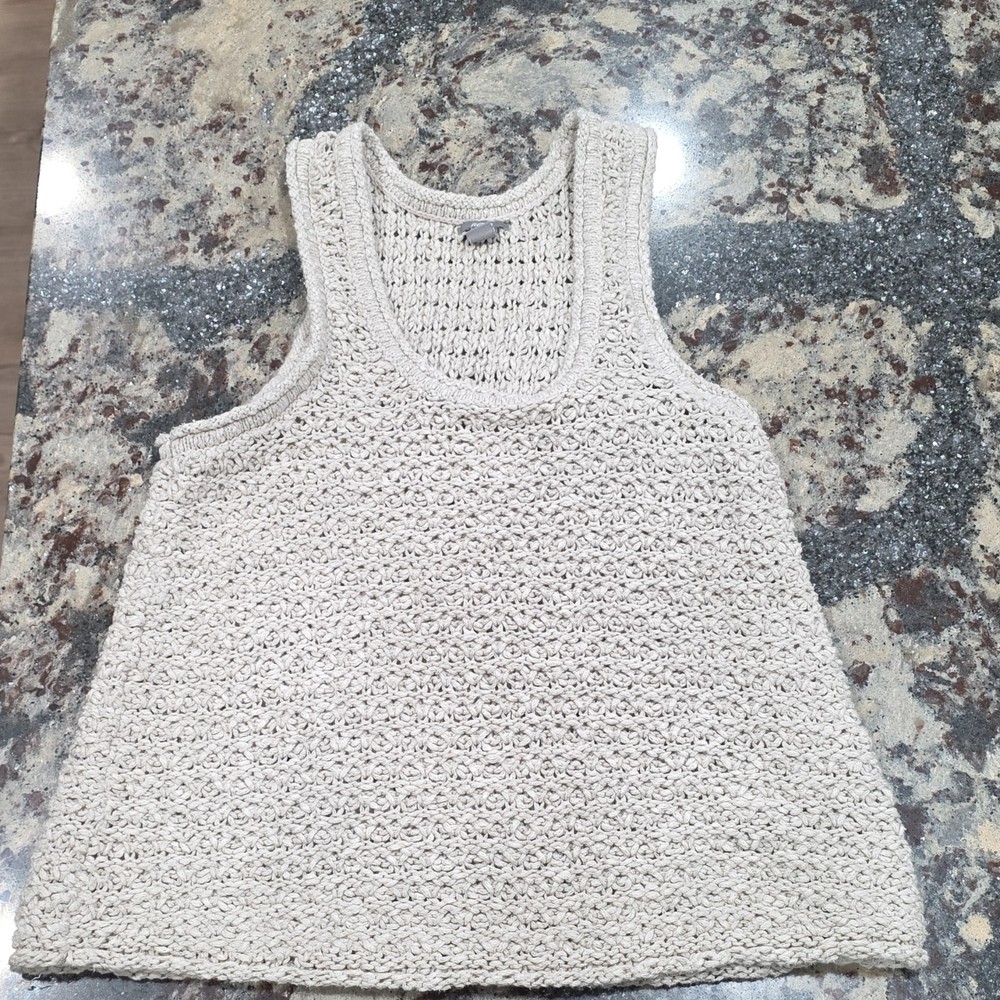 Aerie Ivory Crochet Sleeveless Tank Top Scoop Neck Lightweight Size M