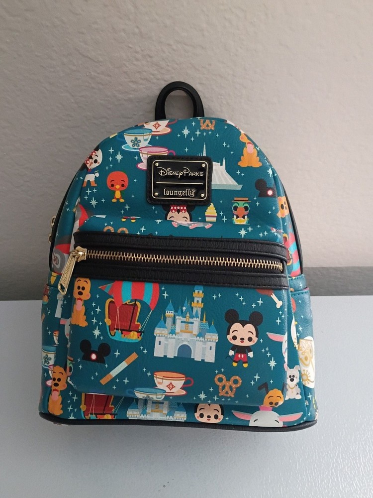 Disney Parks Loungefly Chibi Icons Characters & Attractions Mini Backpack