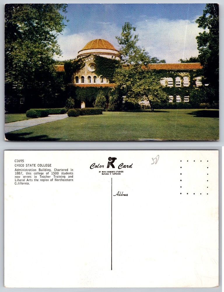 Chico State College Administration Building Postcard