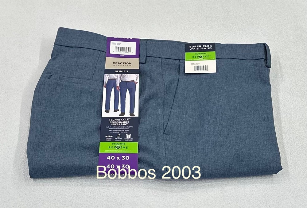 Kenneth Cole Reaction Men's Techni-Cole Slim-Fit Pants, Blue, Size 40X30