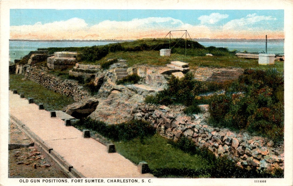 OLD GUN POSITIONS, FORT SUMTER, CHARLESTON, S. C. Postcard