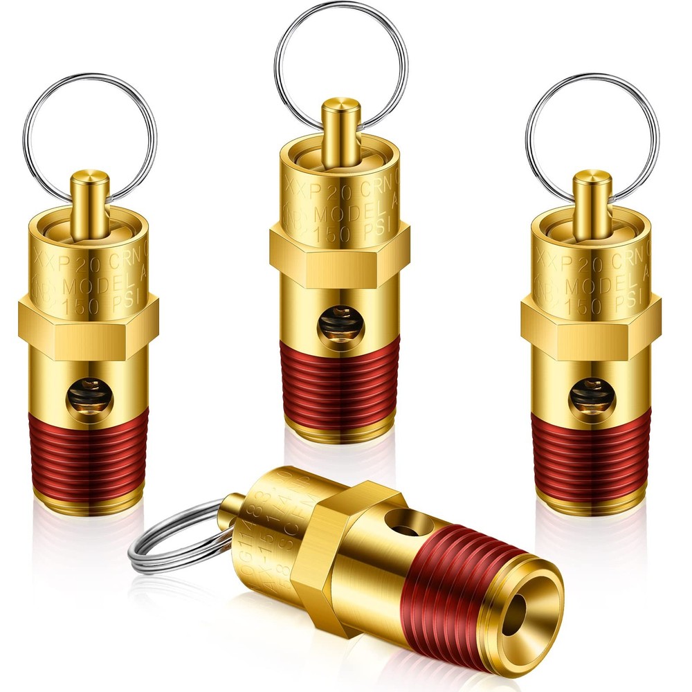 4 Pcs Brass Air Compressor Safety Valve 1/4