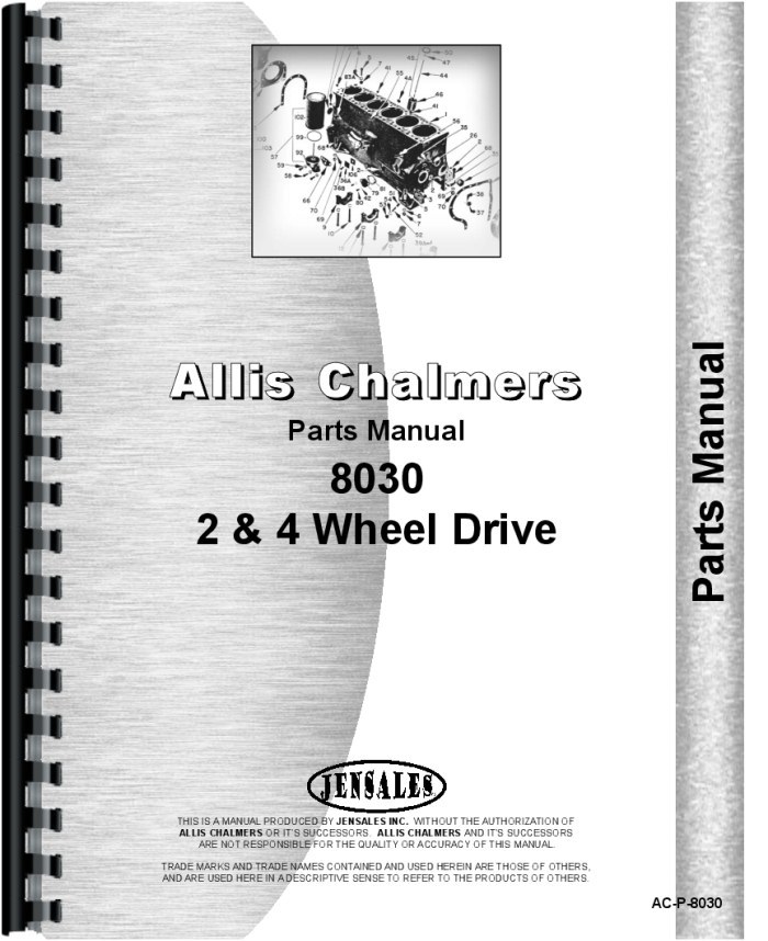 Allis Chalmers 8030 Tractor Parts Manual AC-P-8030 Repair Guide