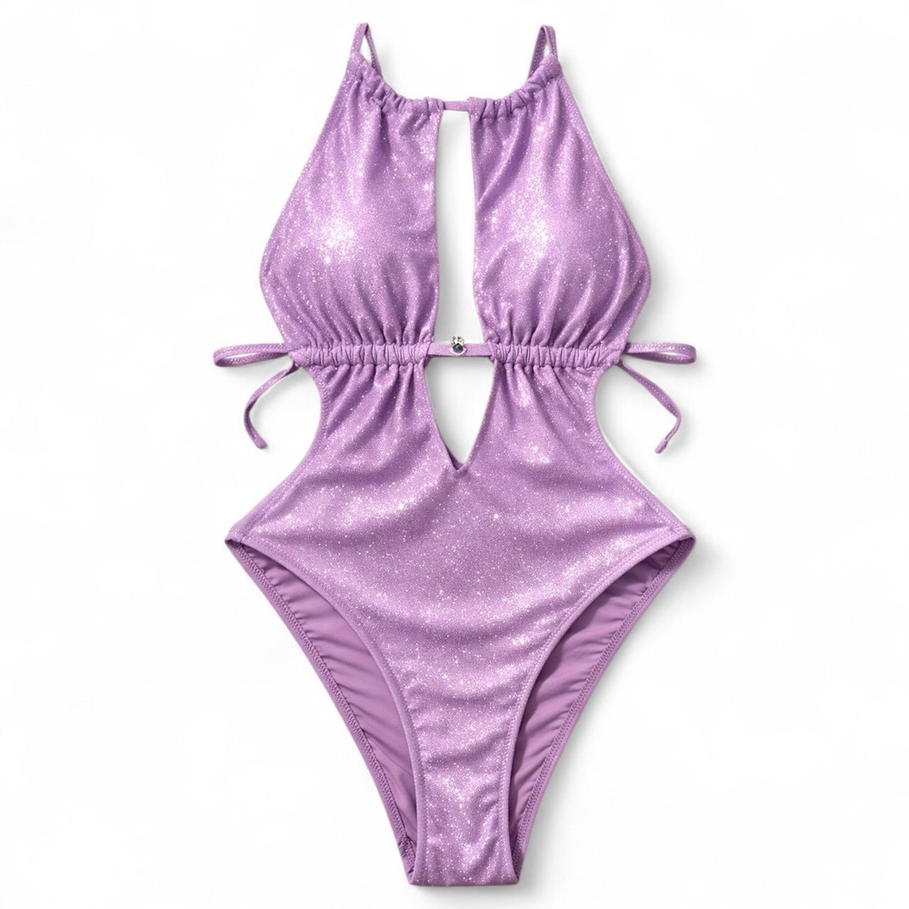 Victoria's Secret VS Cutout One Piece Monokini Swimsuit Purple Shimmer S