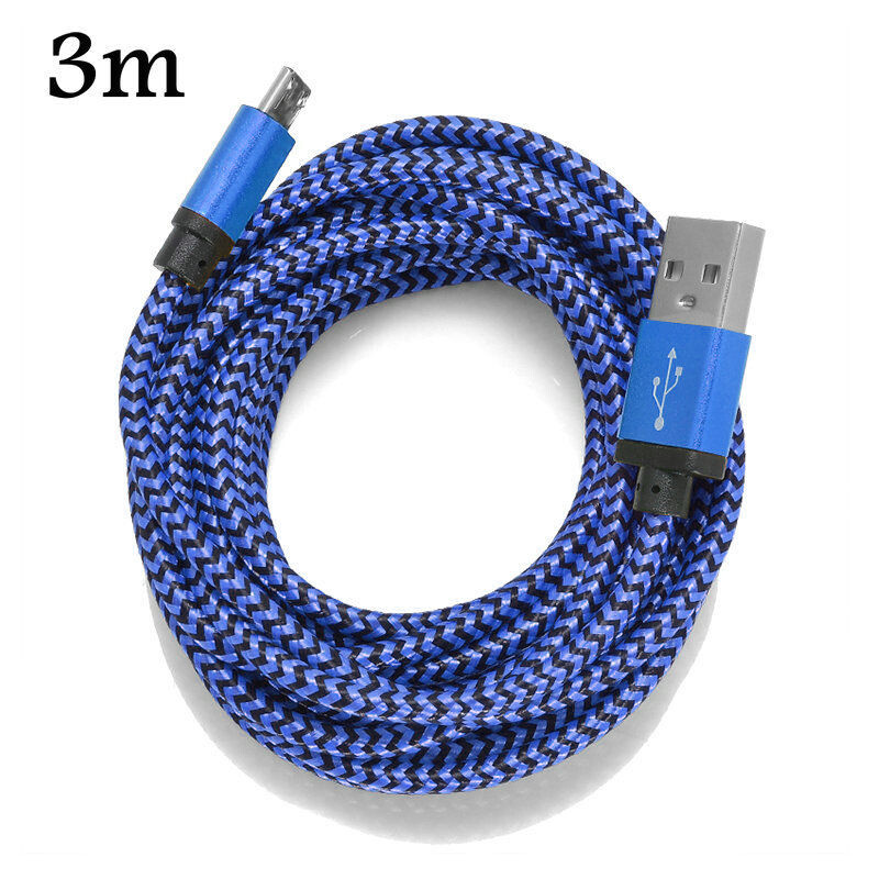 10ft 3m Aluminum Braided Micro USB Fast Charging Cable for Android E8
