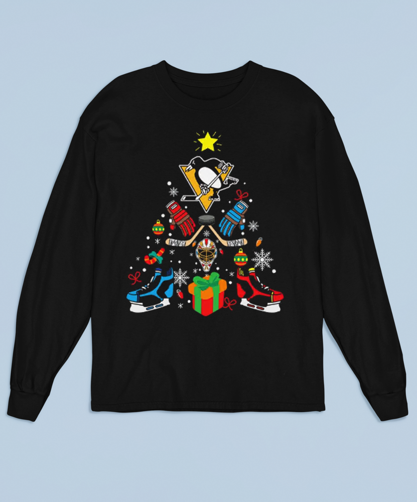 Pittsburgh Penguins christmas Tree Hookey LONG SLEEVE  JJ5997
