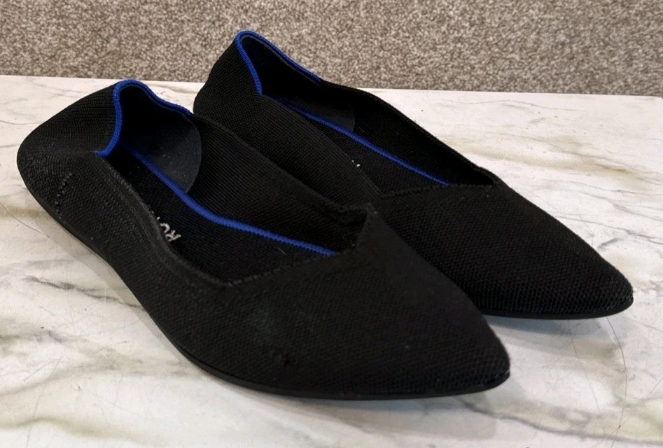 Rothy's The Point Womens Black Pointed Toe Slip On Flat Ballet Size 10.5