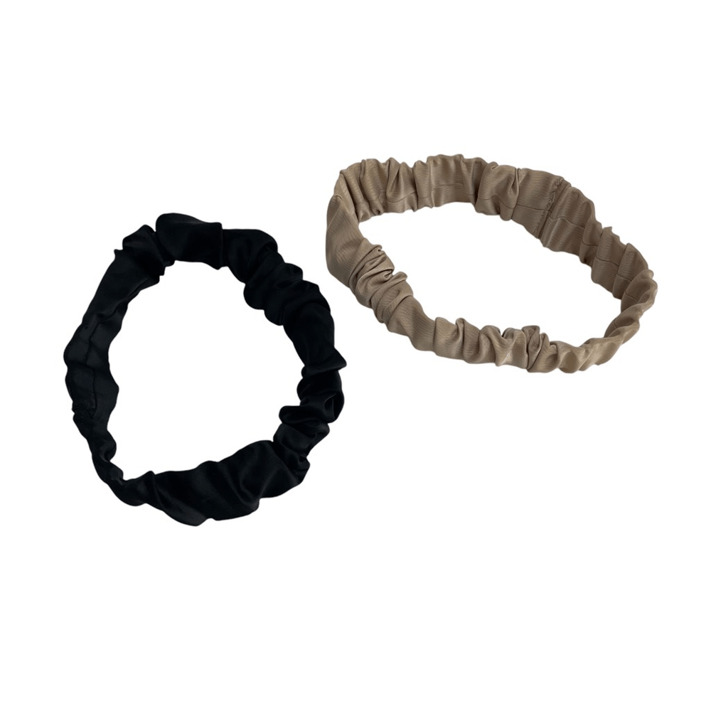 Elastic Satin Headband for Women in Black and Tan Colors  