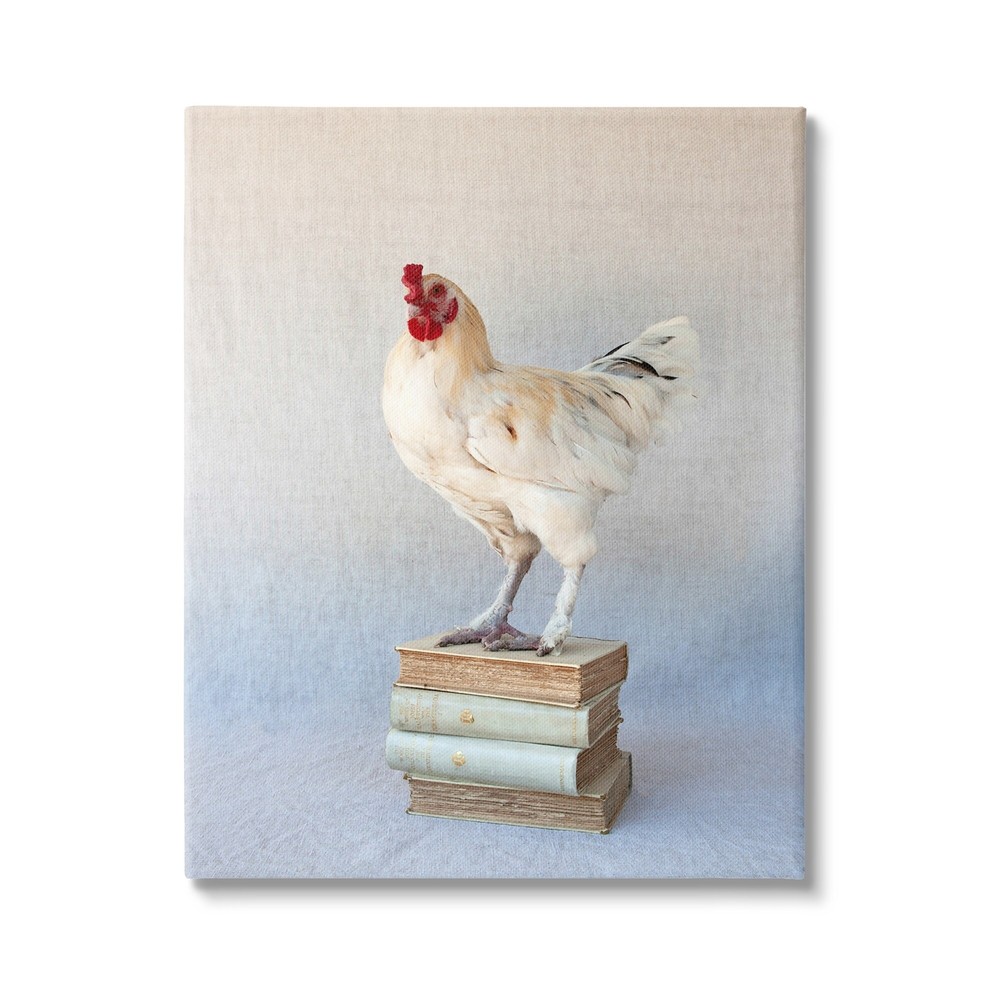 Stupell Hen Vintage Novel Tomes Bird Standing on Literature