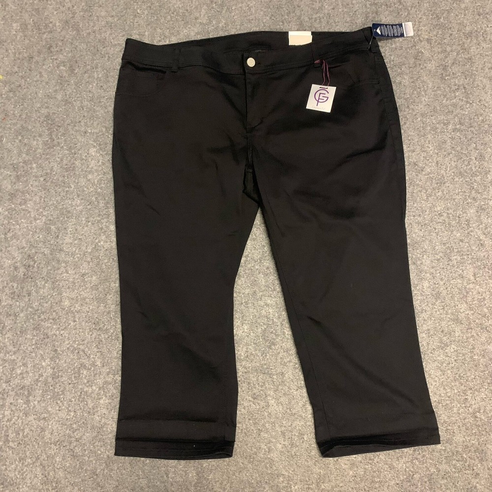 Lane Bryant Boyfriend Capri Pants 24 Black Mid Rise Stretch New Denim Jeans