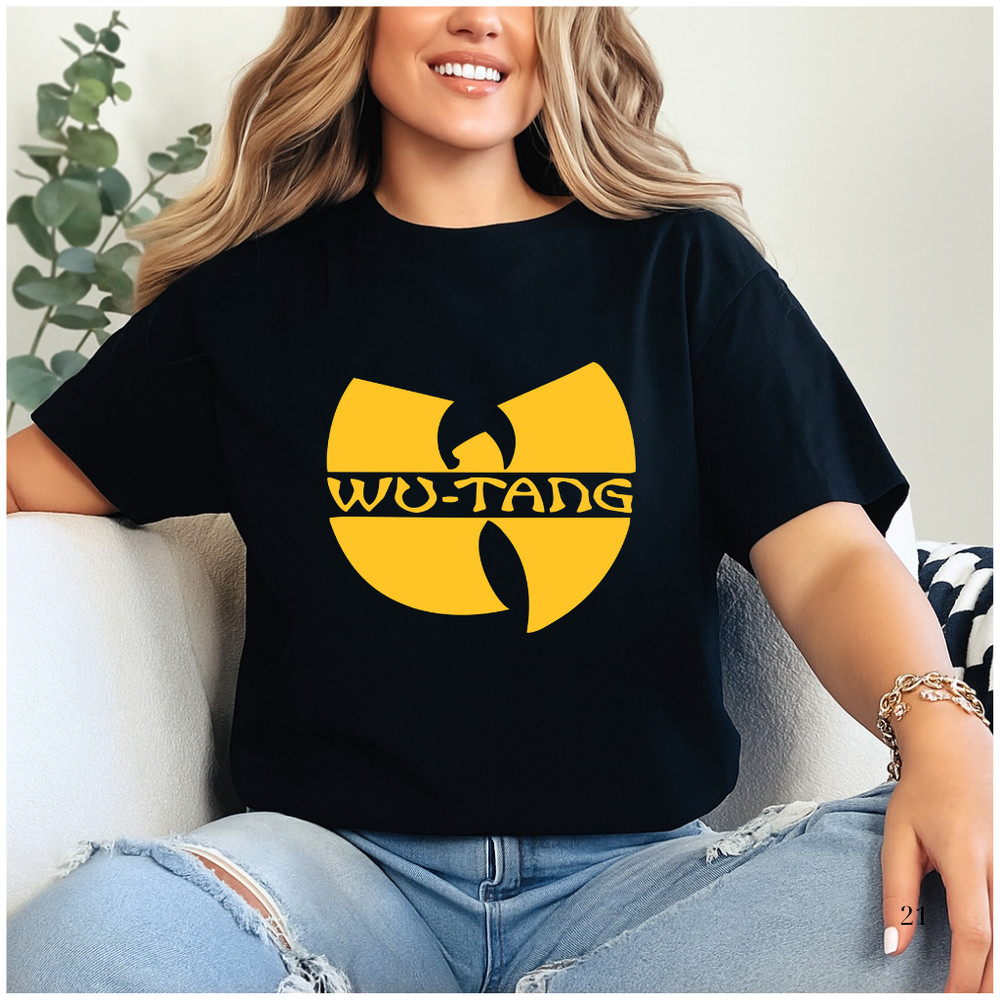 Wu-Tang Clan Black Logo T-Shirt Hip Hop Graphic Tee S-5XL