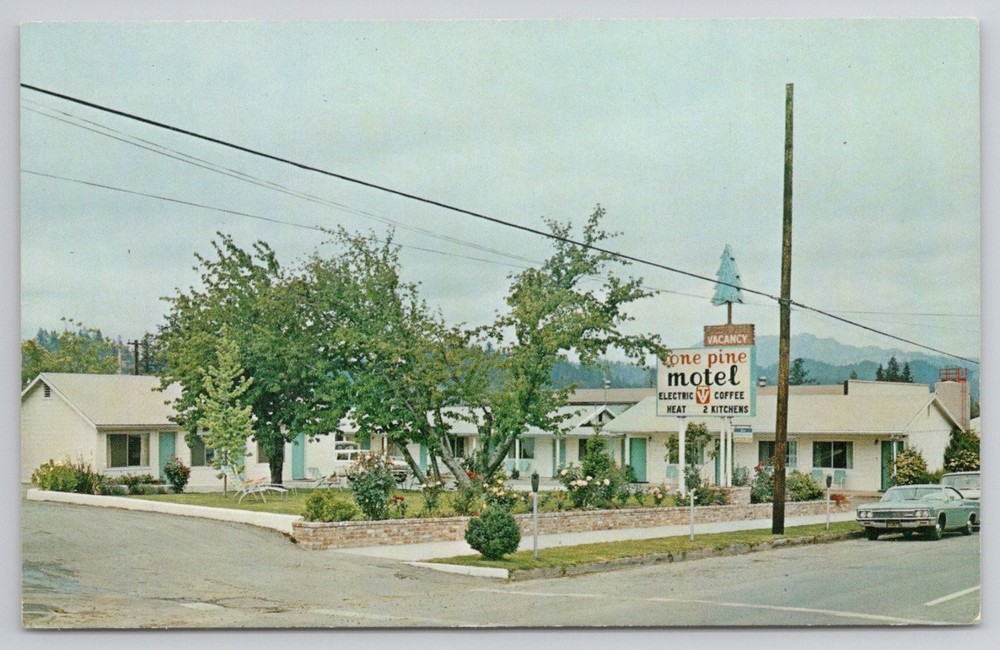 Lone Pine Motel Garberville California Redwood Highway Vintage Postcard