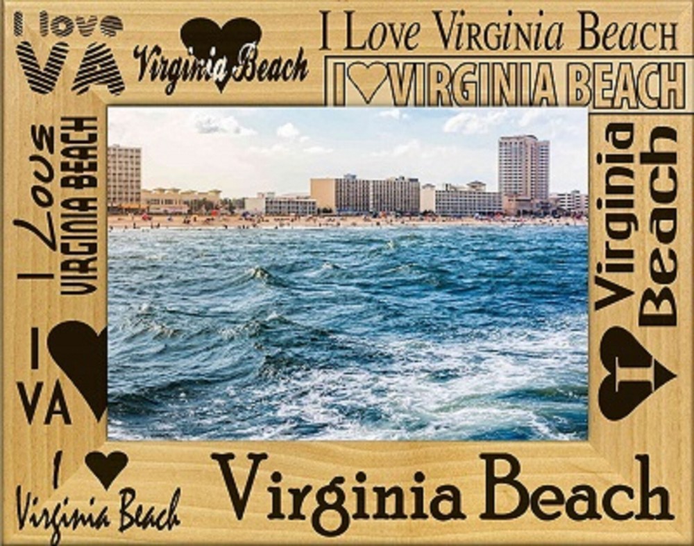 Virginia Beach Laser Engraved Wood Frame 4x6 Landscape Photo Display
