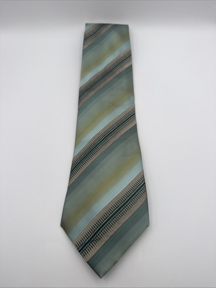 Kenneth Cole (New York) Men’s Tie 100% Silk Necktie Handmade Green Gold Bronze