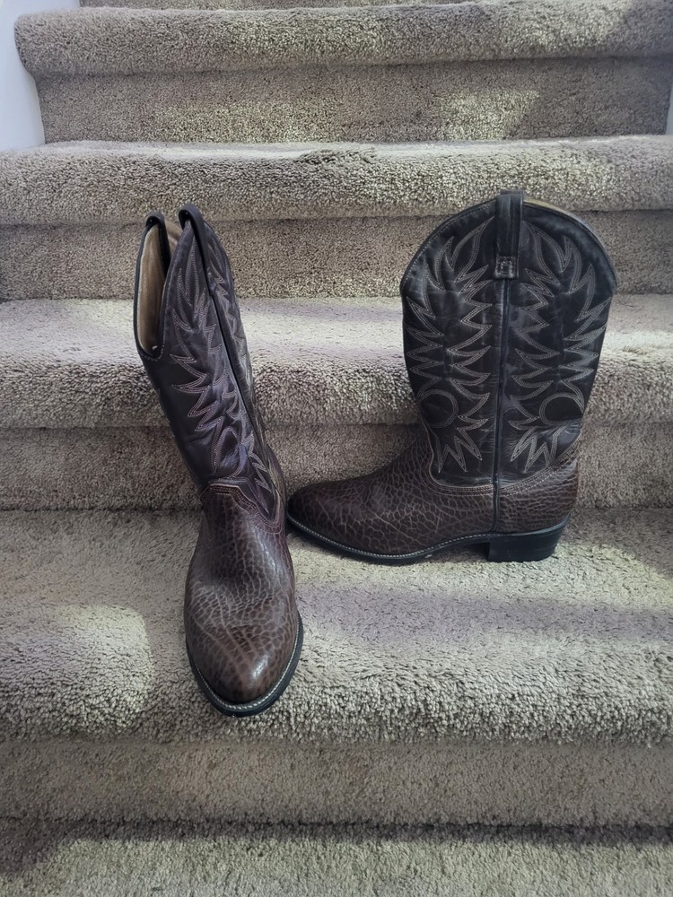 TONY LAMA SHRUNKEN SHOULDER BROWN LEATHER ROPER COWBOY BOOTS #CT2032 MEN'S 8.5D