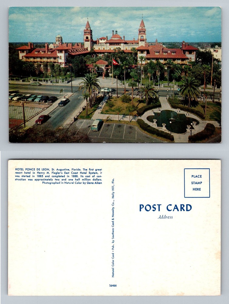 St Augustine, FL-Florida, Aerial View Hotel Ponce De Leon Vintage Postcard