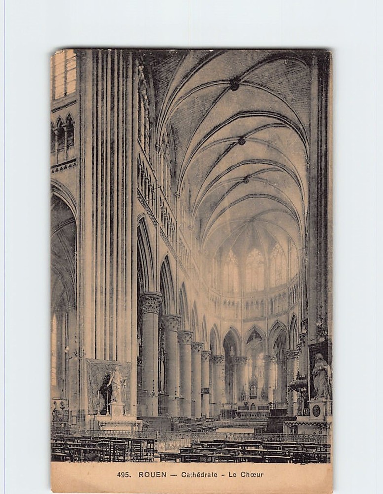 Postcard Interior Rouen Cathedral France