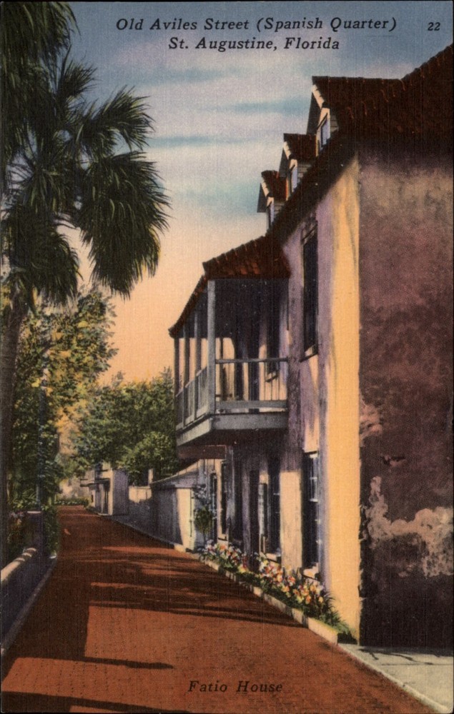Old Aviles Street Spanish Quarter St Augustine Florida Patio House postcard y433