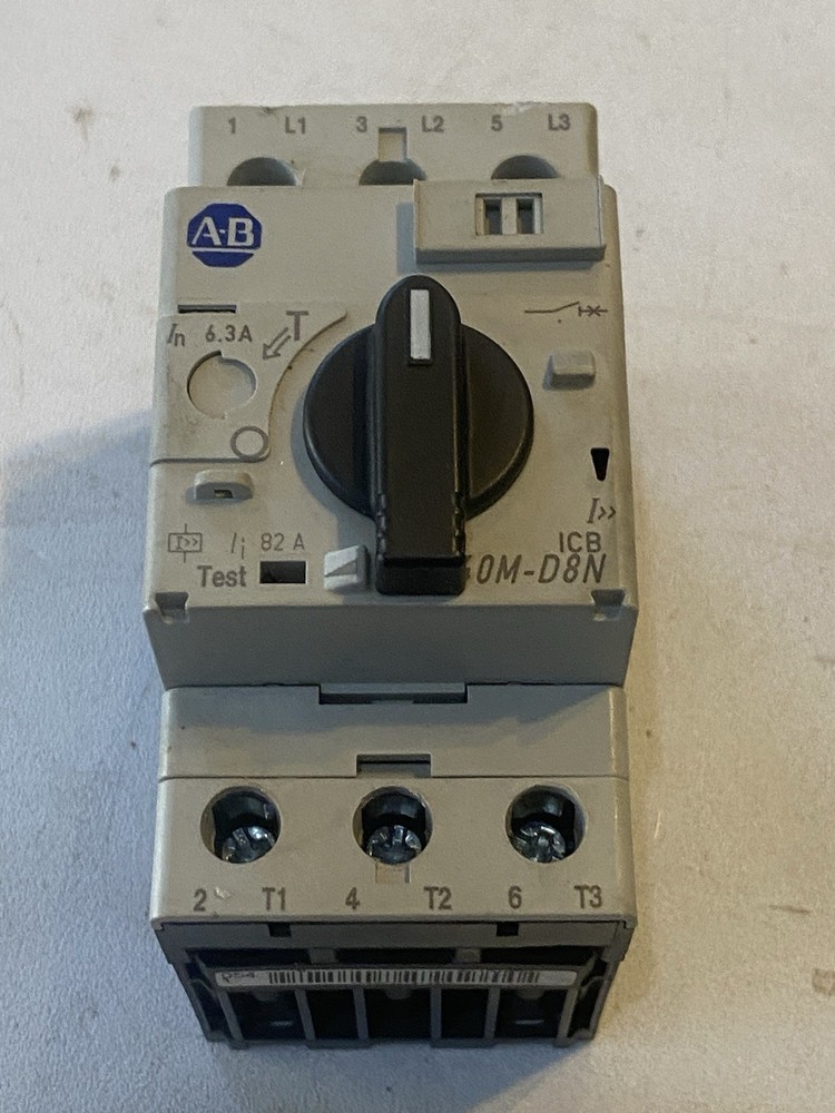 Allen Bradley 140M-D8N-B63 Motor Circuit Protector, 6.3A, 3-Pole, 600V, DIN Rail
