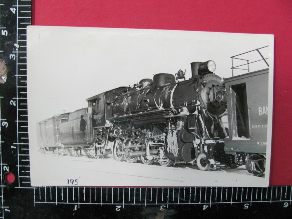 Bangor & Aroostook Railroad 2-8-0 Locomotive #195 B&W Old Rppc Postcard Photo