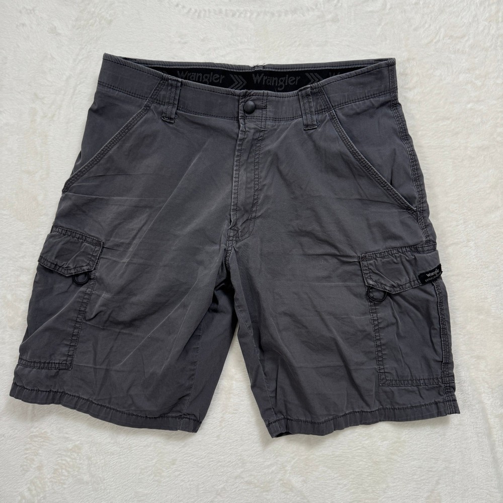 Wrangler Cargo Shorts Mens 32 Charcoal Grey Stretch Utility Outdoor