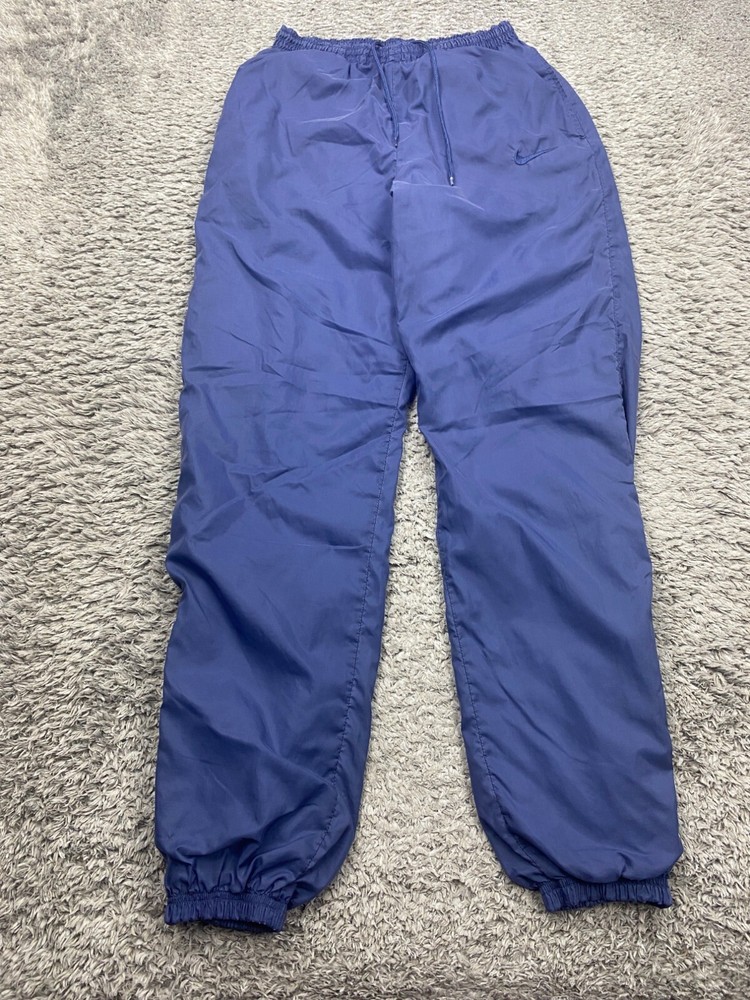 Vtg Nike Track Pants Women Small Navy Blue Baggy Windbreaker Taper Jogger 90s