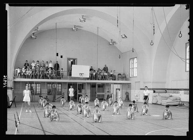 Photo:Jerusalem YMCA Gymnasium Boys Drill 1930s Indoor Activity