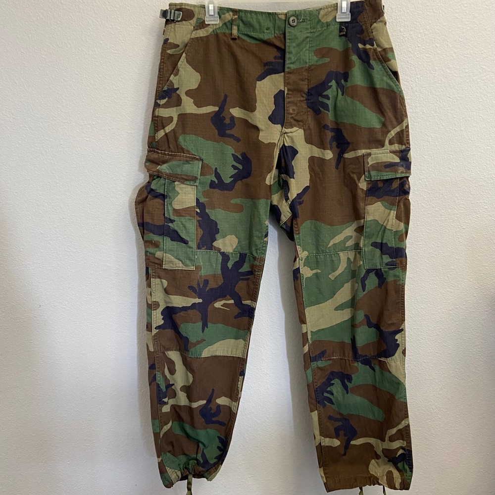US Military Mens Medium Regular Camo Cargo Pants Hot Weather Woodland Ripstop