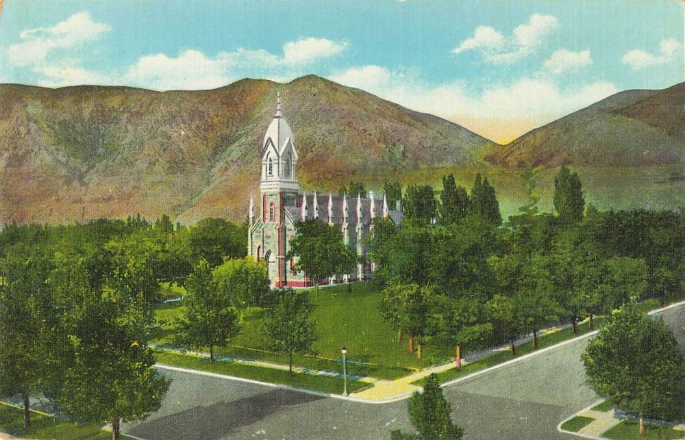 Brigham City Utah Tabernacle Linen Postcard Deseret Book Curteich