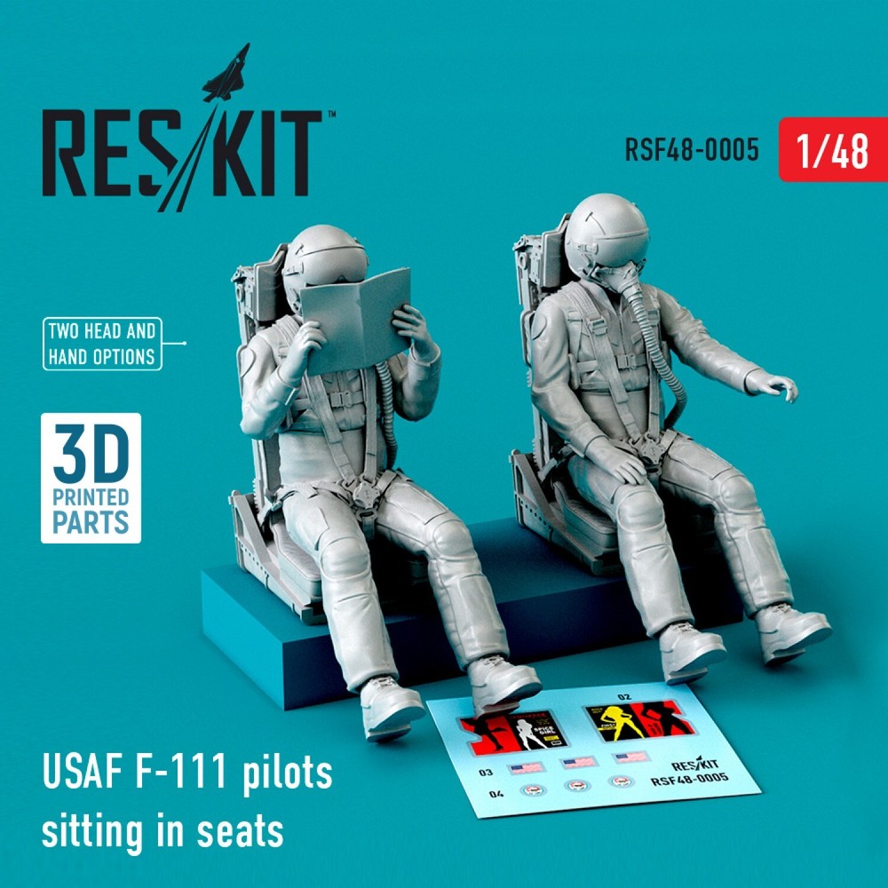 USAF F-111 Pilots Sitting in Seats (2) 1/48 3D Print ResKit RSF48-0005