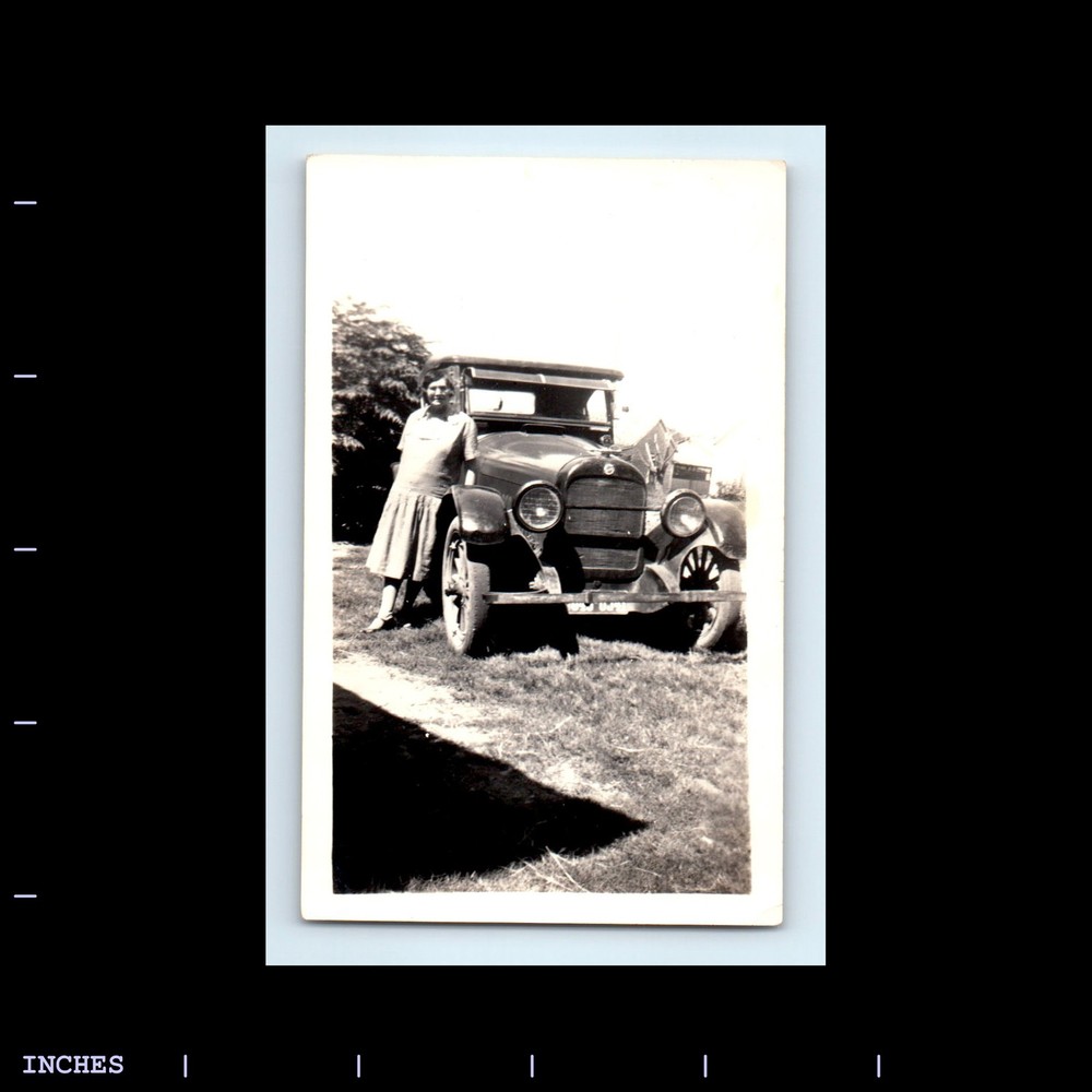 Old Vintage Photo WOMAN BY CLASSIC CAR