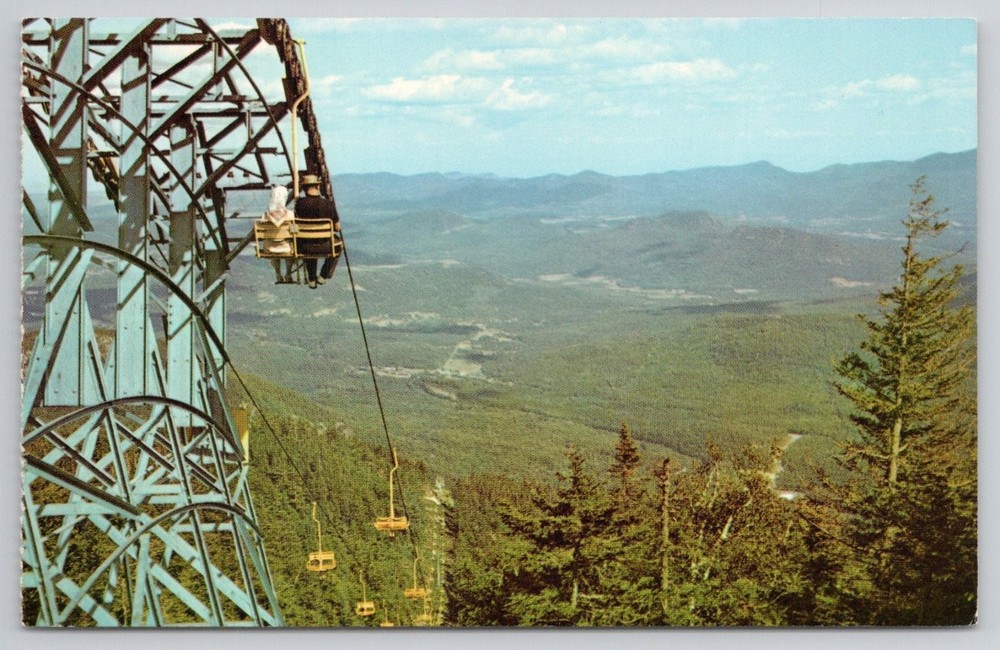 Whiteface Mountain Ski Center Chair Lift NY VT Scenic Chrome Postcard