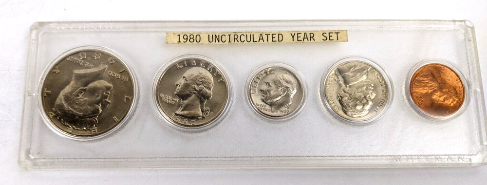 1980 Birth Year Coin Set Brilliant Uncirculated in Hard Plastic Case 5 Coin Set