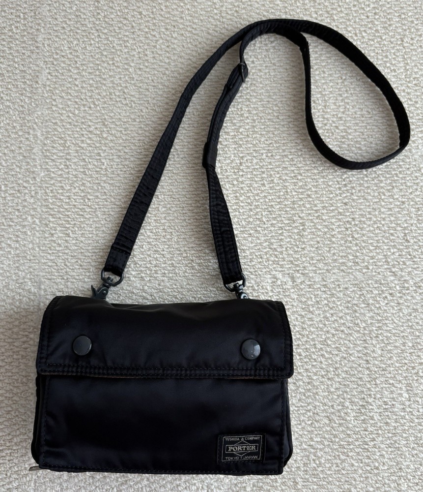 Yoshida Porter Tanker Black Nylon 3way Shoulder Belt Waist Pouch Bag Japan