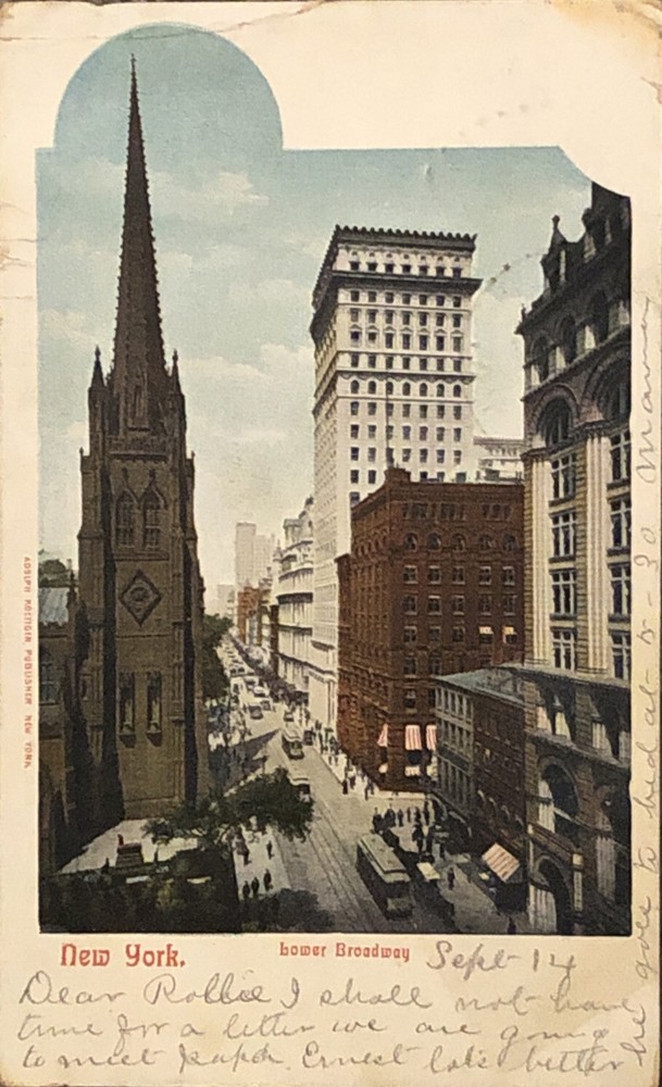 Lower Broadway Manhattan Postcard New York City NYC Antique 1900s Posted