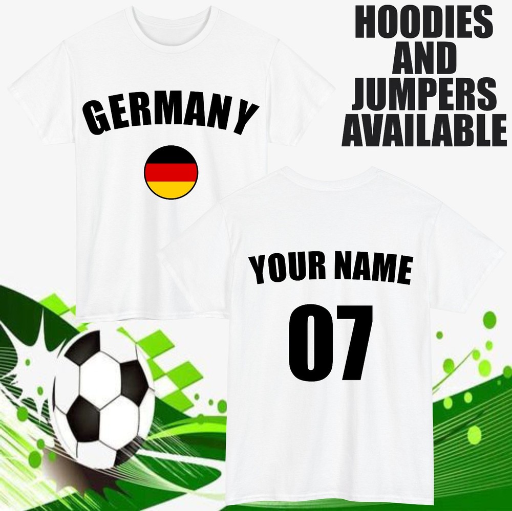 Personalised Germany Football T-Shirt Customised Name & Number Sports Gift Top